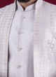 Festive Wear Light Grey Nehru Jacket Set In Silk